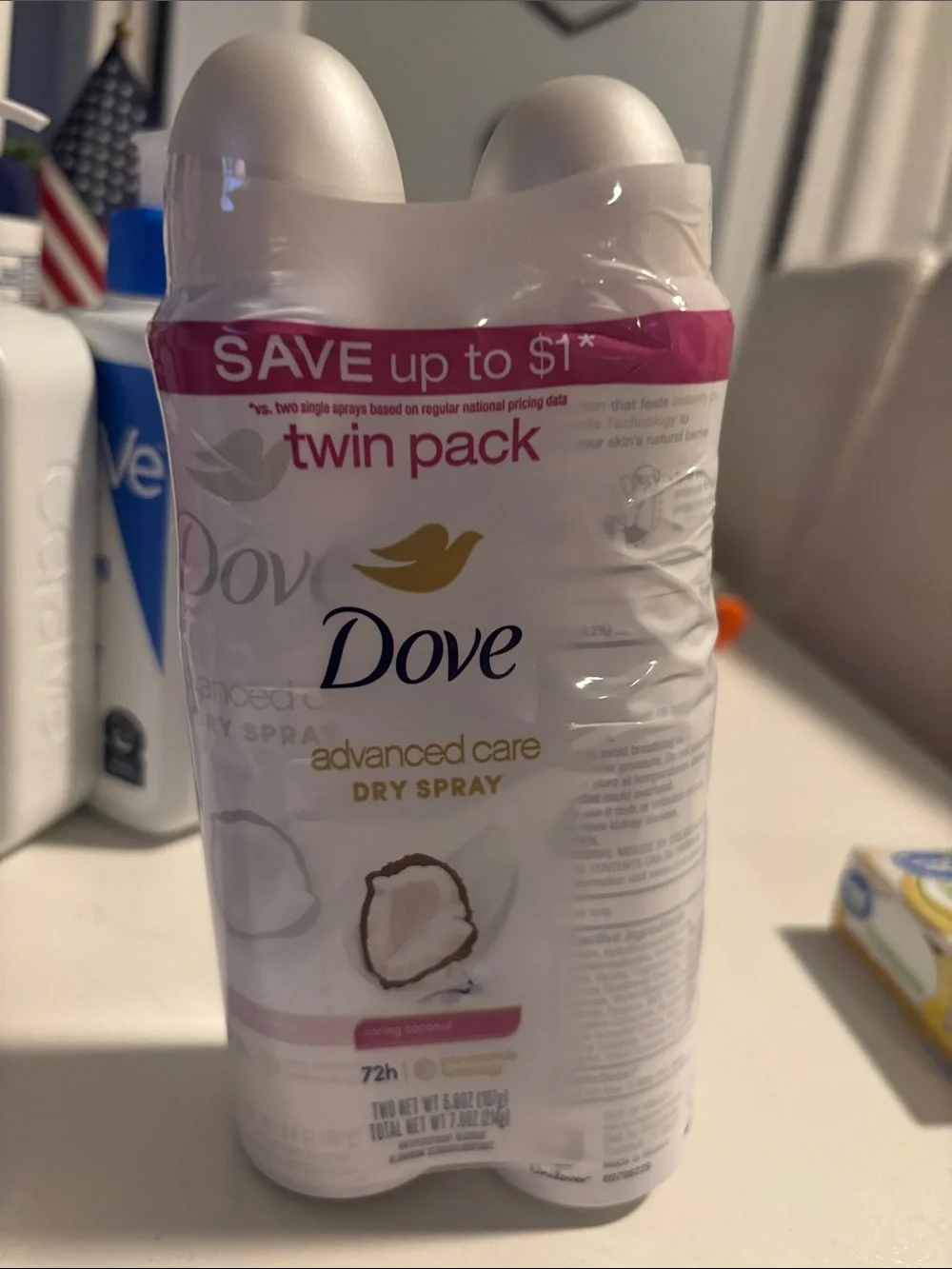 Dove Advanced Care Dry Spray Twin Pack - White with Pink Accent